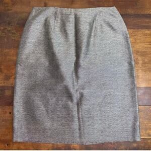 Dana Buchman Petite Black & Silver Lined Pencil Skirt 100% Silk Womens Size 10P